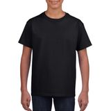 Zwart basic t-shirt met ronde hals voor kinderen unisex- katoen - 145 grams - zwarte shirts / kleding voor jongens en meisjes L (140-152)