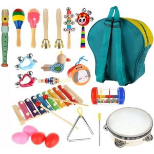 XL Houten Muziekinstrumenten in een Rugzak - 23 Delig - Speelgoed Instrumenten