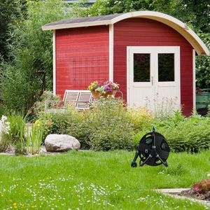 Tuinslanghaspel 30 meter - Staal & kunststof slanghouder - Zwarte/grijze tuinslanghouder Tuinslang haspel