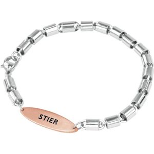 Max 980100279 Stalen Armband met Sterrenbeeld - Stier - Staal - 22 cm - Rosekleurig - Zilverkleurig