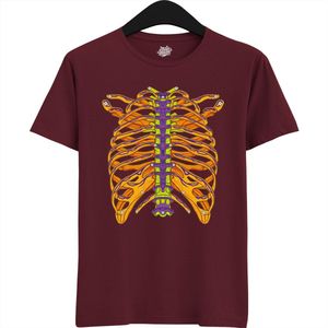 Cyborg Bones - Halloween Ribbenkast Dames / Heren Unisex T-shirt - Grappig Kostuum Shirt Idee Voor Volwassenen - T-Shirt - Unisex - Burgundy - Maat XXL