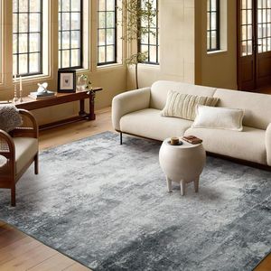 Vloerkleed modern design mist grijs voor woonkamer slaapkamer 120 x 160 cm met antislip onderkant vloerkleed