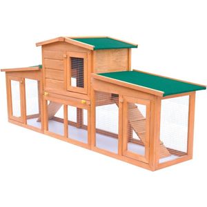 The Living Store Konijnenhok - 2 verdiepingen - Houten frame - Ruime inrichting - 190 x 46 x 85 cm (L x B x H)