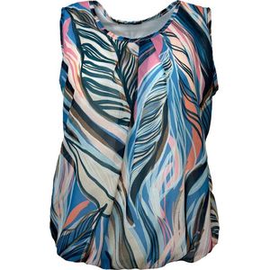 Pink Lady dames top - mouwloze top - N102 -blauw print - maat M