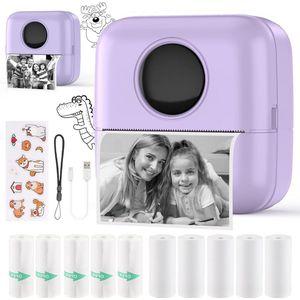 Mini Photo Printer Thermal Printer with 10 Rolls Paper - Smartphone Sticker for Photography Notes Lists Memos