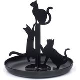 Kikkerland Sieradenhouder - Zwarte kat - Geschikt voor oorbellen / kettingen / armbanden - 14x13,5 cm