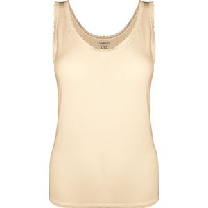 Dames Onderhemd met Kant - Bamboe Viscose - Beige - Maat S/M | Zijdezacht, Ademend en Perfecte Pasvorm