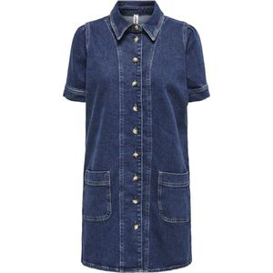 Only Onlcapri S/S But Pocket Dress Dark Blue Denim BLAUW S