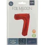 Folat - Folieballon Cijfer 7 Rood Metallic Mat - 86 cm