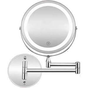 Sefaras Badkamer Make up Spiegel met Verlichting - Ronde Wandspiegel - Scheerspiegel - Met LED Verlichting - 10X Vergroting