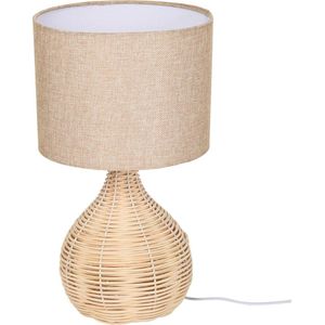 Tafellamp - Lampen - Tafellamp woonkamer - Decoratie - Modern - Linnen - Rotan - Beige - 22L x 22W x 40H cm