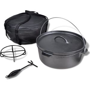 The Living Store Gietijzeren braadpan - 11.3 L - 43 x 40.5 x 19.5 cm - Zwart