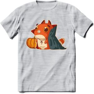 Graaf Dracula kat T-Shirt Grappig | Dieren katten halloween Kleding Kado Heren / Dames | Animal Skateboard Cadeau shirt - Licht Grijs - Gemaleerd - XL