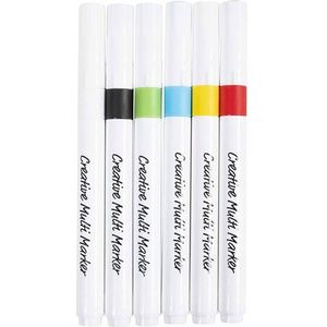 Acrylstiften - Creatieve Multi Stiften - Steen, Papier, Canvas, Glas, Porselein, Hout, Karon, Metaal - Diverse kleuren - Lijndikte 4 mm - 6 Stuks