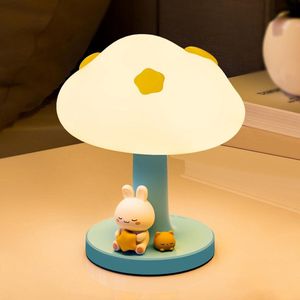 Bedside Lamp Battery Powered - Kids Night Light with Cloud Design for Baby Nursery Room Essentials - Newborn Kawaii Mushroom Touch Lamp