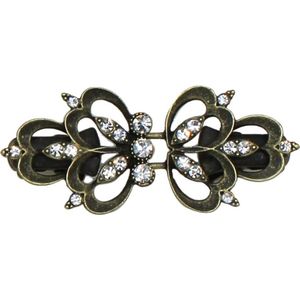 Fako Bijoux® - Vestsluiting Classic - Clip Met Haakje - Vestclip - Vestklem - Royale Strass - Bronskleurig
