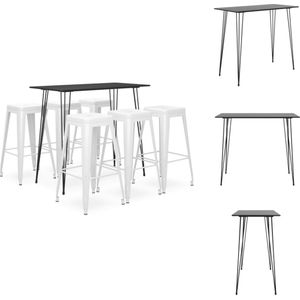 vidaXL Bartafelset - Zwart - MDF en metaal - 120x60x105 cm - Inclusief 1 bartafel en 6 barkrukken - Set tafel en stoelen