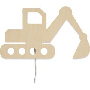 Houten wandlamp kinderkamer | Graafmachine - blank | toddie.nl