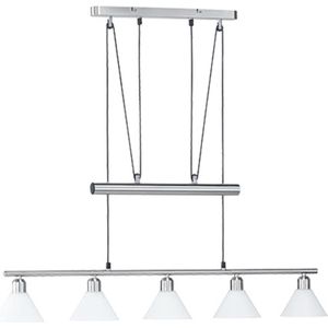 LED Hanglamp - Hangverlichting - Trion Stomun - E14 Fitting - 5-lichts - Rechthoek - Mat Nikkel - Aluminium