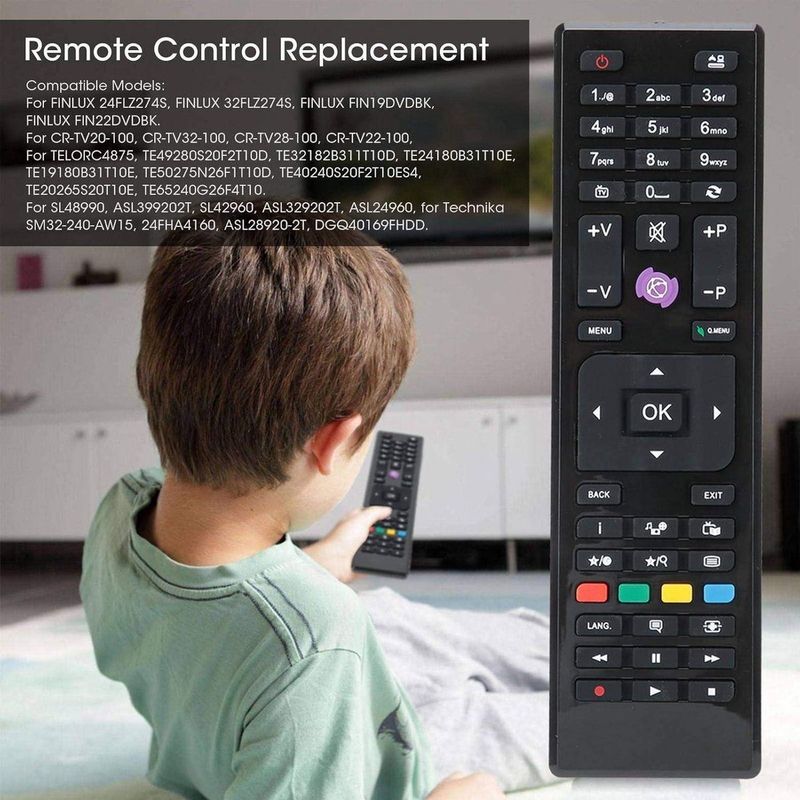 Afstandsbediening voor Telefunken LED televisie - Universele vervangende afstandsbediening - RC4875 - TE22275B35TXG - CR-TV20-100 - Finlux FIN22DVDBK - SM32-240-AW15 - geschikt voor tv's .