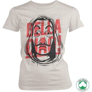 La Casa De Papel Dames Tshirt -L- Masked Bella Ciao Organic Wit