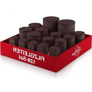 Viltglijders zelfklevend bruin set van 128 (rond en vierkant) - 3 mm dikte en hoge kleefkracht - Premium vloerbescherming