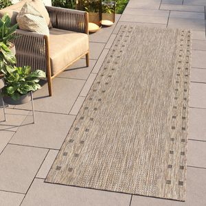 Tapiso Melissa Loper Laagpolig Beige Vloerkleed Indoor Outdoor Maat- 70x500