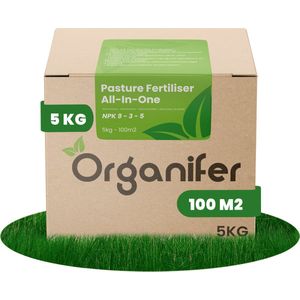 Weidemeststof All-In-One (5Kg – Voor 100m2) Paardenweide en Hobbyvee - Geeft hoogwaardig en smakelijk gras en ruwvoer - Verrijkt met Mineralen en Spoorelementen - Organifer
