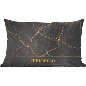 Sierkussens - Kussentjes Woonkamer - 60x40 cm - Kaart - Bielefeld - Goud - Zwart