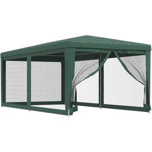 vidaXL Partytent met 6 mesh zijwanden 3x6 m HDPE groen - Partytent - Partytenten - Tuinhuisje - Paviljoen