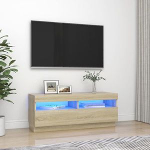 The Living Store Tv-meubel - LED-verlichting - sonoma eiken - 100x35x40cm - USB-aansluiting