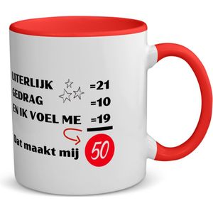 Akyol - 50 jaar sarah en abraham cadeau koffie mok - koffiemok - theemok - Hoera 50 jaar - 50 jaar cadeau - rood - mok met opdruk - verjaardagsmok - grappige tekst mok - jarig - koffiemok - verjaardagsmok - grappige tekst mok - - 350 ML inhoud