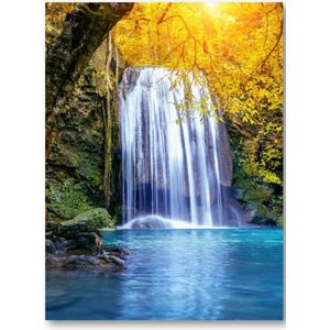 Oase aan waterval - Erawan waterval in de herfst, Thailand - 30x40 Canvas Staand - Landschap - Natuur