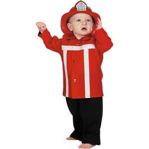 Wilbers & Wilbers - Brandweer Kostuum - Brandweerman Sim Brandweer Rood (Baby) Kind Kostuum - Rood - Maat 98 - Carnavalskleding - Verkleedkleding