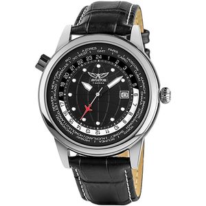 Aviator - Heren Horloge F-Series AVW6975G354 - Zwart/Zilver - Ø 45mm