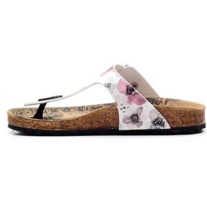 GOBY - Pink Flowers - Slippers - Sandalen -Hoge kwaliteit - Handmade - Maat 38