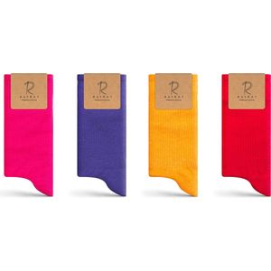 RAFRAY Socks - Sportsokken Color - Sneaker sokken in Cadeaubox - Premium katoen - 4 paar - Maat 36-40