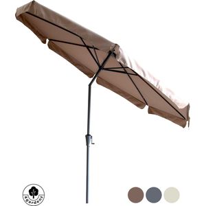 4gardenz® Parasol Rond 300 cm met Volant - Kantelbaar - Taupe