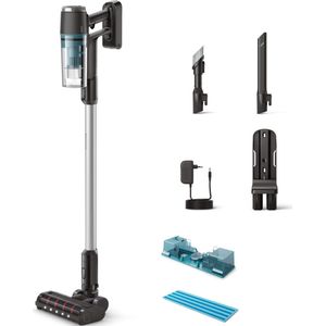 Philips Steelstofzuiger Met Dweilfunctie XC3131/01 - Draadloos - Zuigmond met LED verlichting - Zonder Zak - Handstofzuiger - Alle Vloertypen - Matzwart