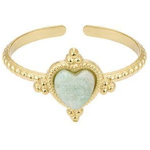Ring - Yehwang - Goud - Turquoise - Hart - Natuursteen - Stainless steel sieraden