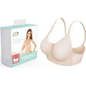Youha® - Voedingsbh zonder beugels - Zwangerschapsbh - verstelbare schouderband - zachte stof - naadloos ontwerp - uitneembare vulling - voorkant voorzien van flap - handig met borstvoeding - Kleur: Huidskleur - Maat M