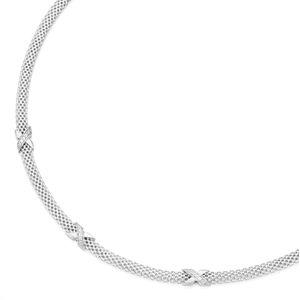 Glanzend gerhodineerd sterling zilver 925/0000 mesh-collier 45cm met 3 tussenschakels Xmotief.