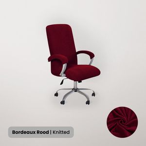 BankhoesDiscounter Bureaustoel Hoes – Bureaustoel Beschermer – Stoelhoezen Stretch – Stoelhoes Bureaustoel – Knitted Chair Cover – Bordeaux Rood