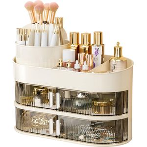 Boraboi ® 360° Draaibare Cosmetica- en Skincare Organizer met Dubbele Deur en Lade voor Make-up