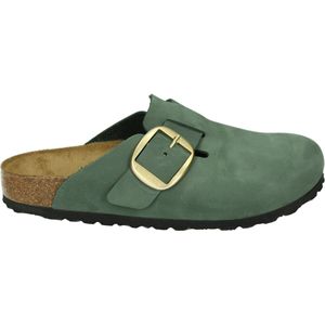 Birkenstock BOSTON BIG BUCKLE NUBUK - Dames slippers - Kleur: Groen - Maat: 41