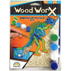 Wood WorX Dinosaur Puzzle Kit - Houten model set incl. verf