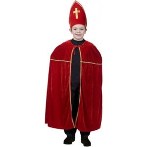 Sinterklaas cape en mijter - voor kinderen - rood - fluweel