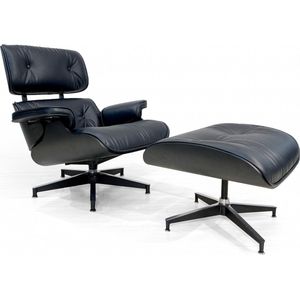 OHNO Furniture San Fransisco Lounge Stoel met Voetenbank - stoel, loungestoel, loungeset, luiestoel, Zwart