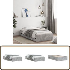 vidaXL Bedframe met lades bewerkt hout betongrijs 100x200 cm