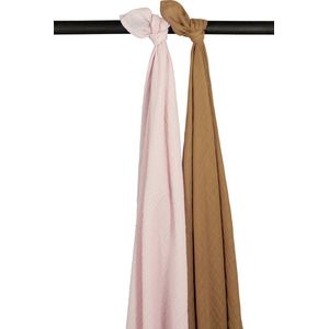 Meyco Baby Uni swaddle - 2-pack - pre-washed hydrofiel - soft pink/toffee - 120x120cm